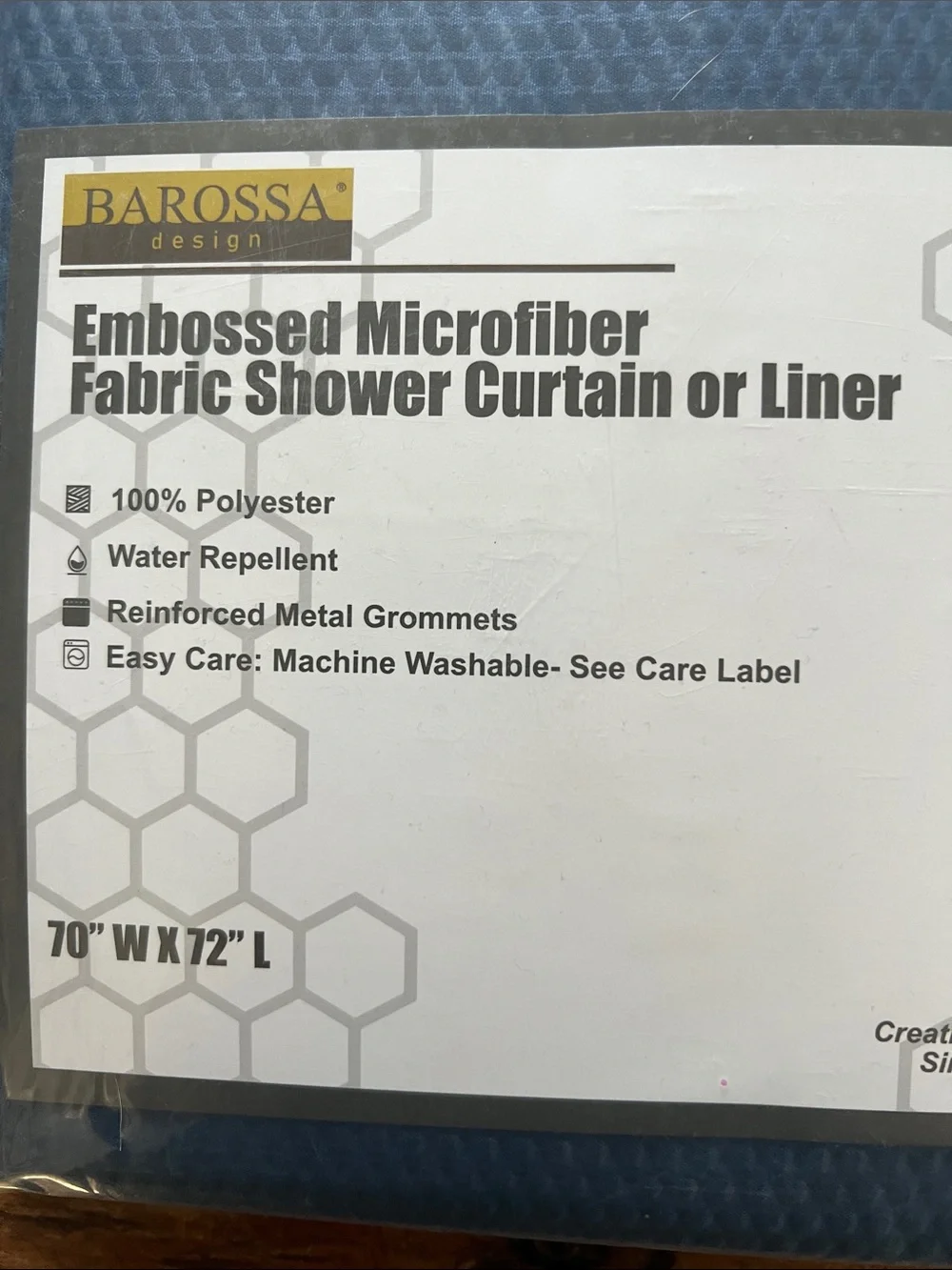 Barossa Design Embossed Microfiber Shower Curtain Liner - Blue. 70”W x 72” L